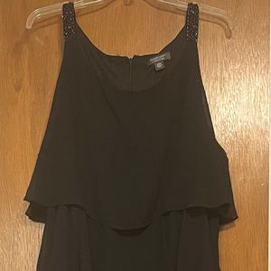 Black evening dress with beaded straps